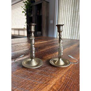Vintage Brass Chamberstick Holders With Swivel Handle hand held or wall mount PA
